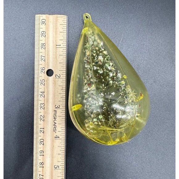 Vintage Christmas Ornaments Bottle Brush Tree Yellow Atomic Plastic Jewelbrite - Picture 6 of 6